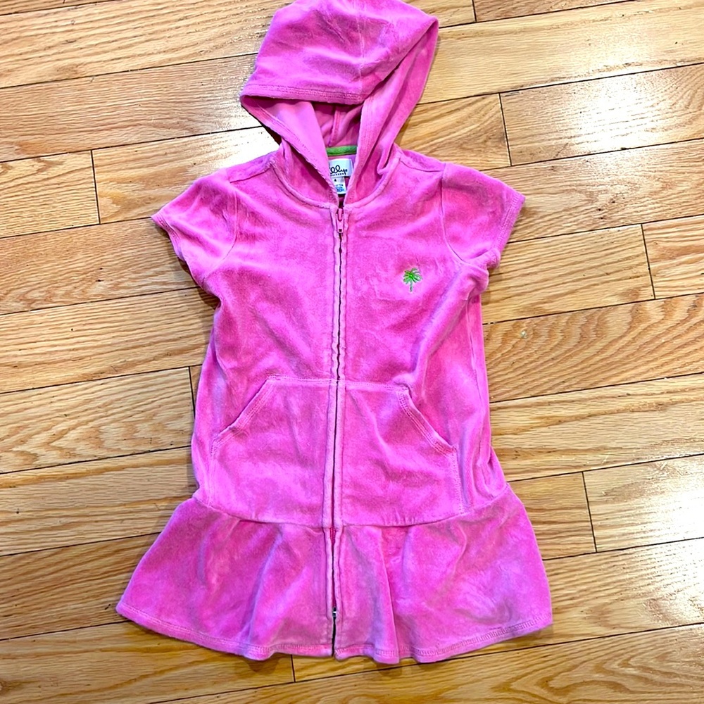 Lilly Pulitzer girls terry beach cover up with hood. Size 4